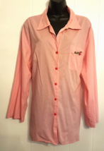 Mickey Pink Embroidered Blouse size 2X Button Front Cotton Shirt 48&quot; bust - $9.84