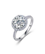 3CT Lab-Created Moissanite Engagement Ring | 925 Silver Rhodium Plated |... - $89.99