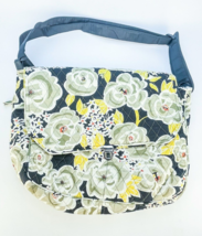 BocaBag Gray Floral Messenger Bag Adjustable Strap Houndstooth Lined Lig... - $19.95