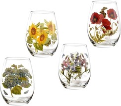 Portmeirion Botanic Garden 19 oz Stemless Wine Glasses, Set of 4 - £57.84 GBP