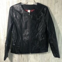 Womens XL Faux Leather Zip Up Biker Jacket No Collar Motorcycle Fashion ... - $28.66