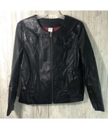 Womens XL Faux Leather Zip Up Biker Jacket No Collar Motorcycle Fashion ... - $544.73 MXN