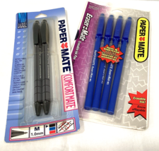 Eraser Mate Erasable Ink Pens 4 Pack Blue 1997 &amp; Paper Mate Comfort 2 Pack Black - £16.11 GBP