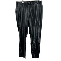 H Halston Womens Poly Pu-Leather Moto Pull Up Pants With Ankle Zip Large New - £40.10 GBP