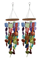 Set of Two 26 Inch Long Capiz Shell Hanging Wind Chimes - $49.49