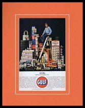 1963 Gulf Oil Gas Framed 11x14 ORIGINAL Vintage Advertisement - £35.60 GBP