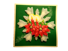 Snowflake Christmas 3-D Greeting Card Candle Ornaments Retro Mid Century... - $10.80