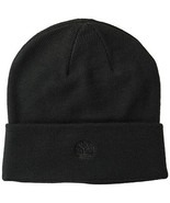 Timberland Men&#39;s Cuffed Beanie with Embroidered Logo, Black, One Size - £14.64 GBP