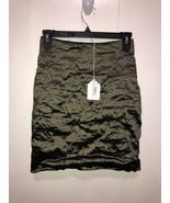 NEW Nicole Miller Artelier Olive Green Techno Metal Mini Skirt Waist 24&quot; - £15.56 GBP