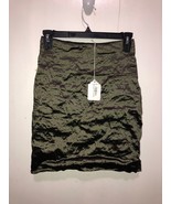 NEW Nicole Miller Artelier Olive Green Techno Metal Mini Skirt Waist 24&quot; - $370.47 MXN