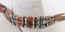 Southwest Tribal Style Necklace Choker Beaded Boho Retro Hand Crafted Browns VTG - £27.87 GBP