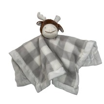 Parents Choice Plush Moose Lovey Security Blanket Baby Gray White Check Walmart - £9.36 GBP