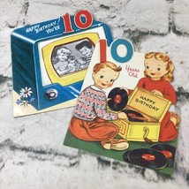 Vintage 1950s 10th Birthday Cards Lot Of 2 Record Player Television Set ... - $19.79