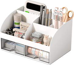 Desk Organizer with 6 Compartments and 2 Drawers, Plastic Makeup Organiz... - $15.25