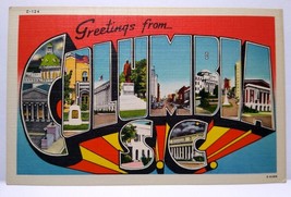 Greetings From Columbia South Carolina Large Big Letter Linen Postcard Unused - £3.65 GBP