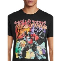 Transformers Mens Black Graphic T-Shirt Optimus Prime Graffiti Speaker S... - £15.81 GBP