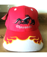Choppers Adjustable Hat Red W/  Flames Embroidered Adult Cap Motorcycle NEW - $12.34
