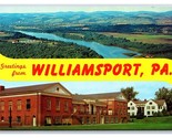 Dual View Banner Greetings Williamsport Pennsylvania UNP Chrome Postcard... - $3.91