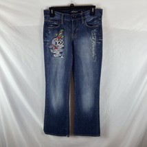 Ed Hardy Bootcut Jeans Womens 28 (30X29) Low Rise Skull Cross Stretch Y2K 2000s - £58.83 GBP