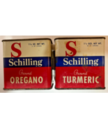 Vintage Tin   Schilling Ground TURMERIC Spice Tin &amp; OREGANO  1 1/2 Ounce... - $13.94 CAD