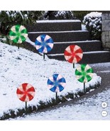 Christmas Peppermint Lawn Stakes LED 6-Piece White Blue Green Red Indoor... - $1,684.75 MXN