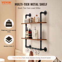 Industrial Pipe Shelf 2 Tier 24x7.87in Wall-Mount for Kitchen Bedroom - $62.99