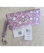 COACH Sunglass Case Floral Print Silver Lily Multi Purple Leather with C... - $78.20
