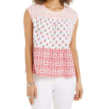 Style &amp; Co Womens Petite Cotton Tiered Top Size P/L Color Multi Coloured - £30.99 GBP