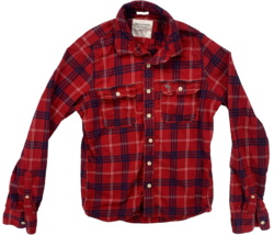 Abercrombie and Fitch Shirt Men’s Size Large Muscle Red Plaid Flannel Button UP - £13.42 GBP