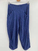 M x Matthildur Pull On Pants Sz S Blue Black Striped Pieced Lagenlook - £37.73 GBP