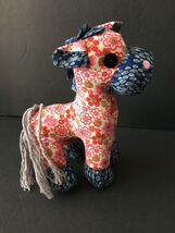 Vintage Handmade Pink Floral Fabric Pony Horse Plush Stuffed Animal Soft... - $39.99