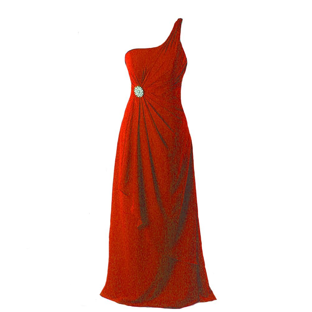 Kivary Women's Long One Shoulder Crystals Simple Evening Prom Bridesmaid Dresses