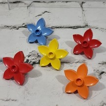 Lego Duplo Flowers Multicolor Replacement Lot Of 5 Yellow Orange Red Blue - £6.20 GBP