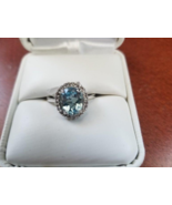3 CTW Sky Blue Topaz &amp; Diamond Ring in 18K White Gold - $1,007.97
