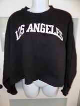 Social Culture Black Los Angeles LS Crew Neck Crop Sweatshirt Size XL Wo... - $25.00