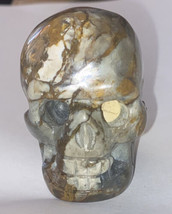 Polished Stone Agate Carved Skull Blue &amp; Brown 2” H X 1.5” W - £7.43 GBP