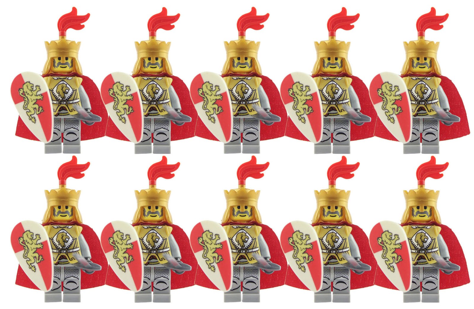 10pcs Red Lion Knights Captain Army Minifigures Toys - $16.68