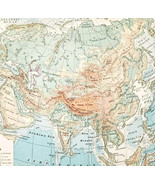 1916 Map Asia India Arabia Persia Iran Topography China Russia Physical ... - $41.13 CAD