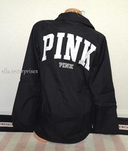 Victoria&#39;s Secret Pink Black White Snap Front Lined Coach Jacket - XS *NIP - £86.52 GBP