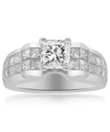2.45 Carat H-VVS2 Natural Princess Cut Diamond Engagement Ring 18K White... - £4,969.34 GBP