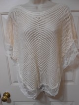 Cute a.n.s. cream color see thru knit w/ lace trim Shaw osfm open weave ... - $9.89