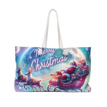 Personalised/Non-Personalised Weekender Bag, Santa and Reindeer, Merry Christmas - £38.24 GBP