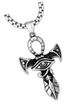 Egyptian Necklace Ankh Cross Eye of Horus God Symbol - £34.75 GBP