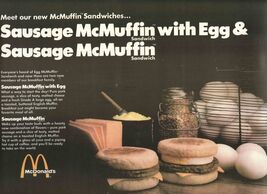 McDonald's New Sausage McMuffin with Egg Placemat 1985 - $13.86