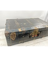  Antique Steamer Trunk Storage Treasure Chest BRITISH Travel Suitcase W/... - £116.84 GBP