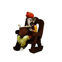 Charming Ganesha reading book on chair figurine Handcrafted for home decor puja - £26.75 GBP