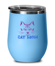 Mom Wine Glass. Cat Mom. LtBlue-Wine Glass  - £20.73 GBP