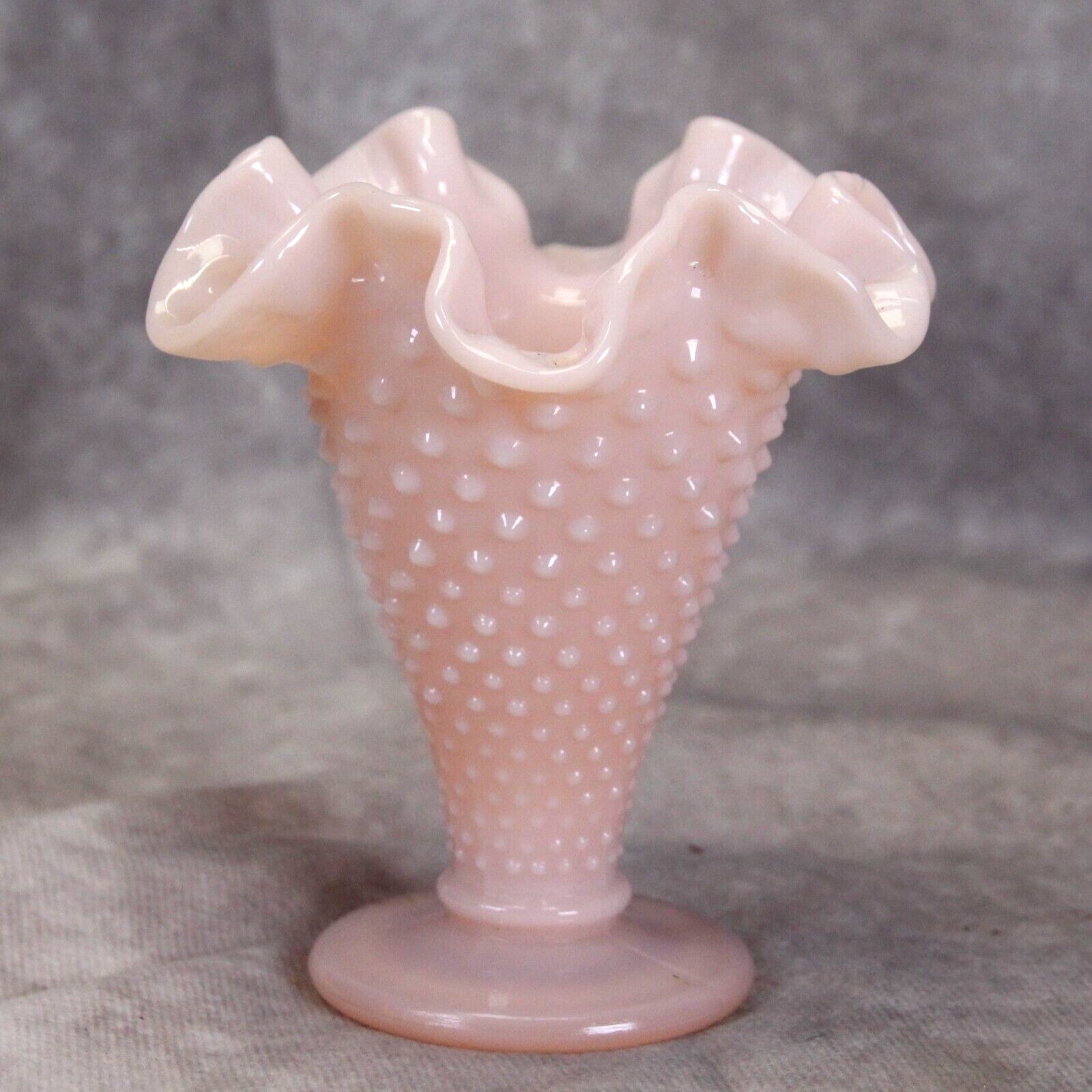 Fenton Hobnail Vase Pink Pastel  Ruffled 4&quot; - $54.87