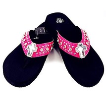 Premium Western Rhinestone Cross Blingbling Hot Pink Flip Flop S063 - $29.99