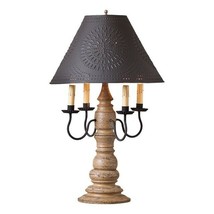 Large Wood Lamp in Americana Pearwood with Textured Black Shade - £401.73 GBP